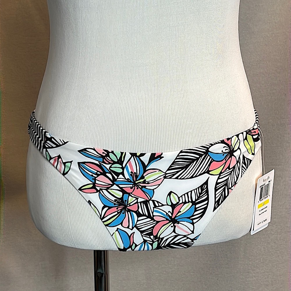 Splendid Bikini Bottom Flower Hour Strappy Hips Sz Medium Swimsuit Made USA